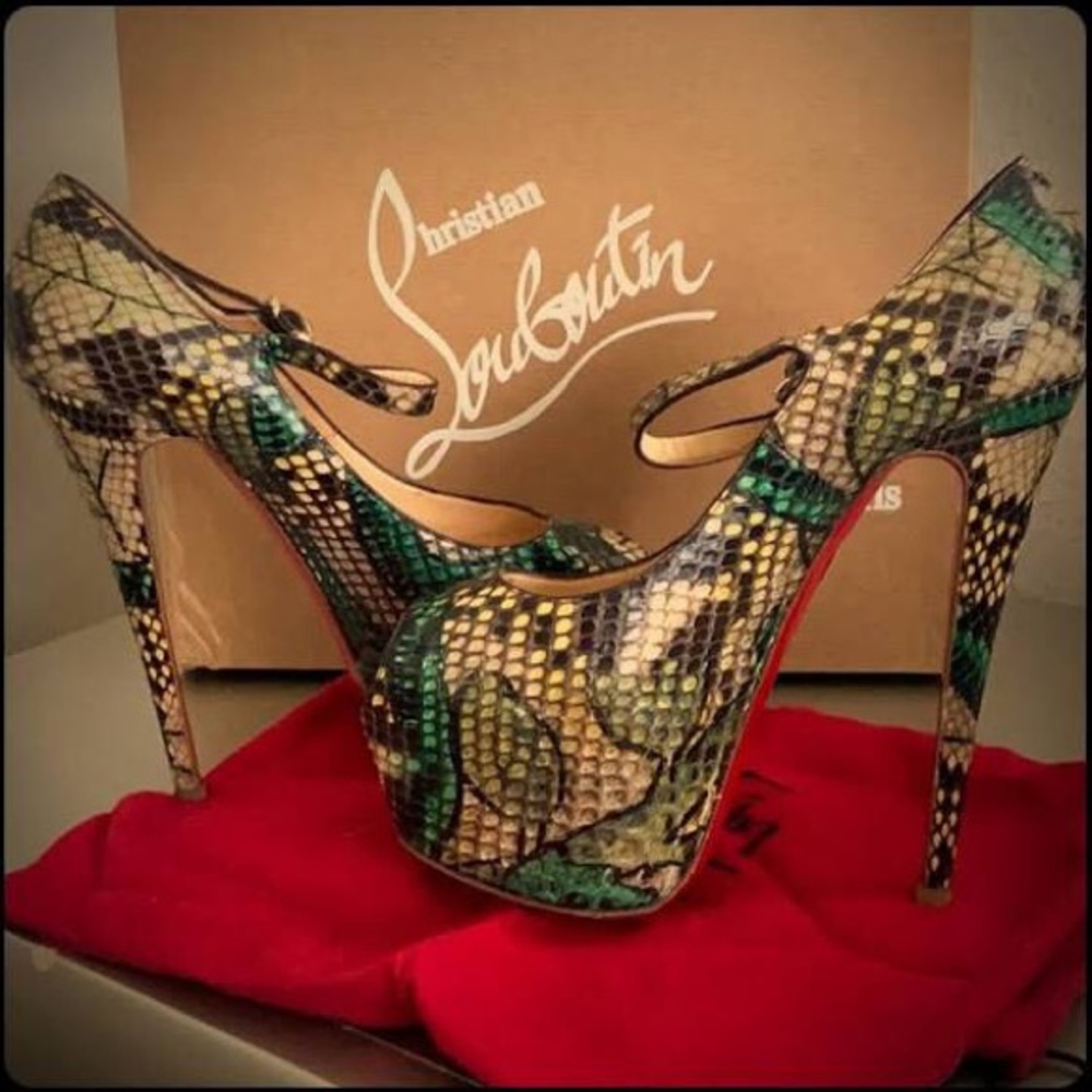 Christian louboutin rare python skin platform heel